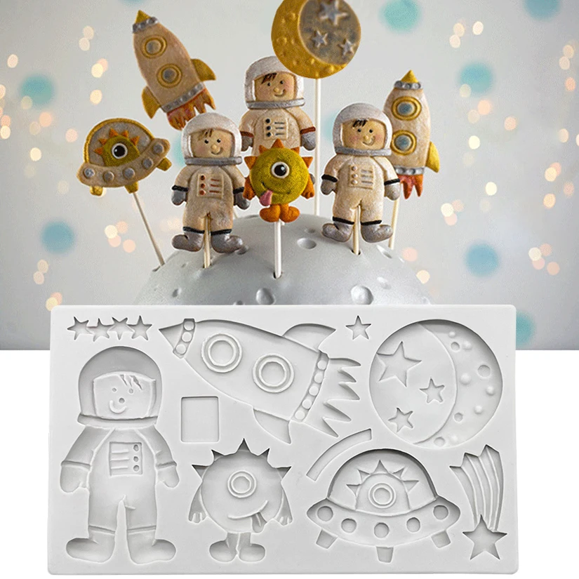 

Spaceship Astronaut Silicone Cake Baking Mold Sugarcraft Chocolate Cupcake Fondant Cake Decorating Tools