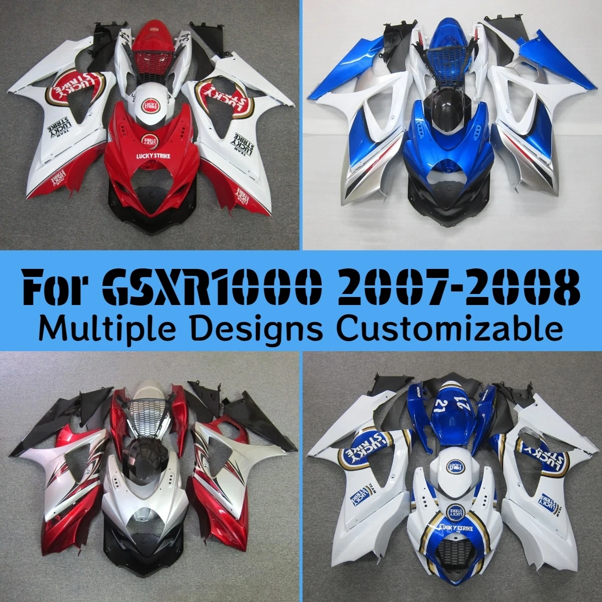 ZXMT Parts Fairings GSXR1000 2007 2008 Injection Complete Fairing Set Bodywork Kit for GSXR 1000 07 08