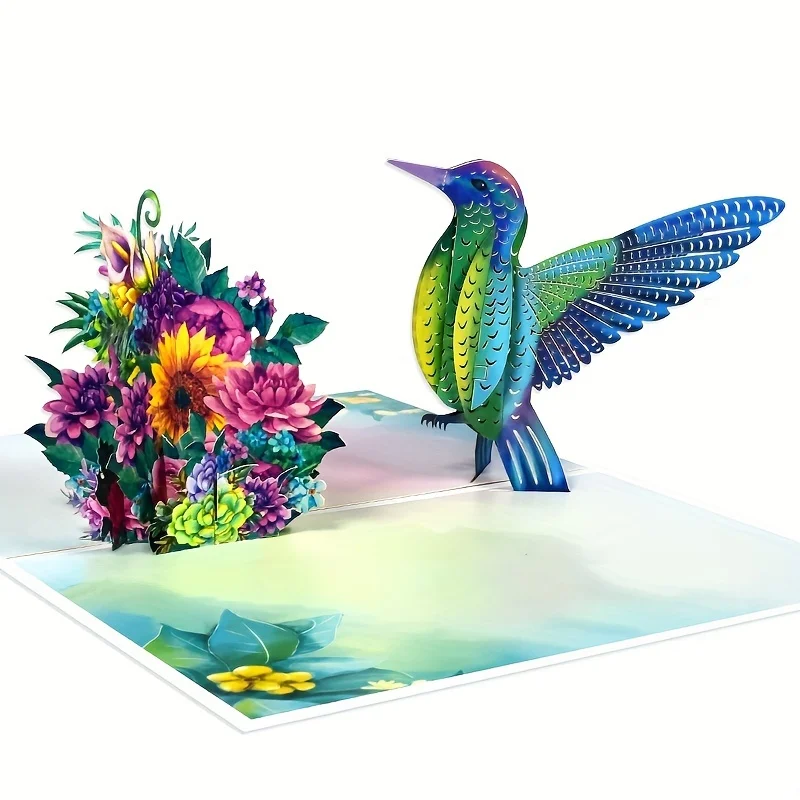 3D Hummingbird Pop Up Card, Birthday Mothers Day Fathers Day Anniversary Thank You Greeting Card, All Occasions