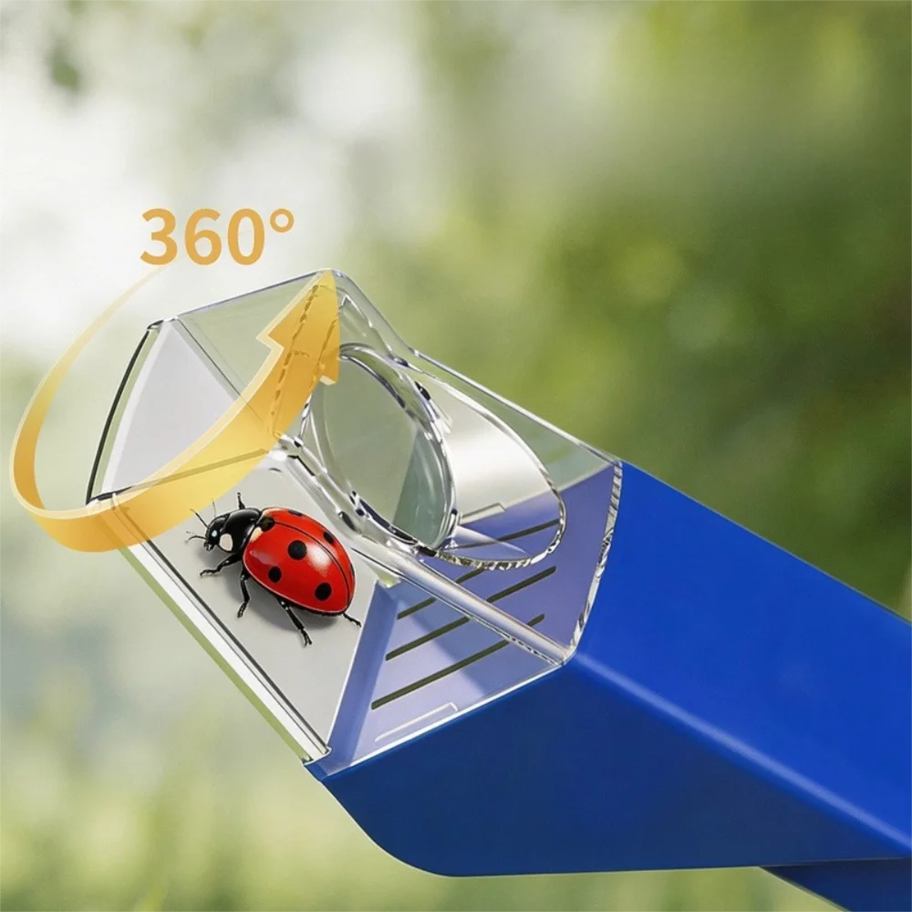 Plastic Insect Catcher Handheld Contactless Spider Catching Tool Reusable Built-in Magnifying Glass Fly Grabber Indoor Use