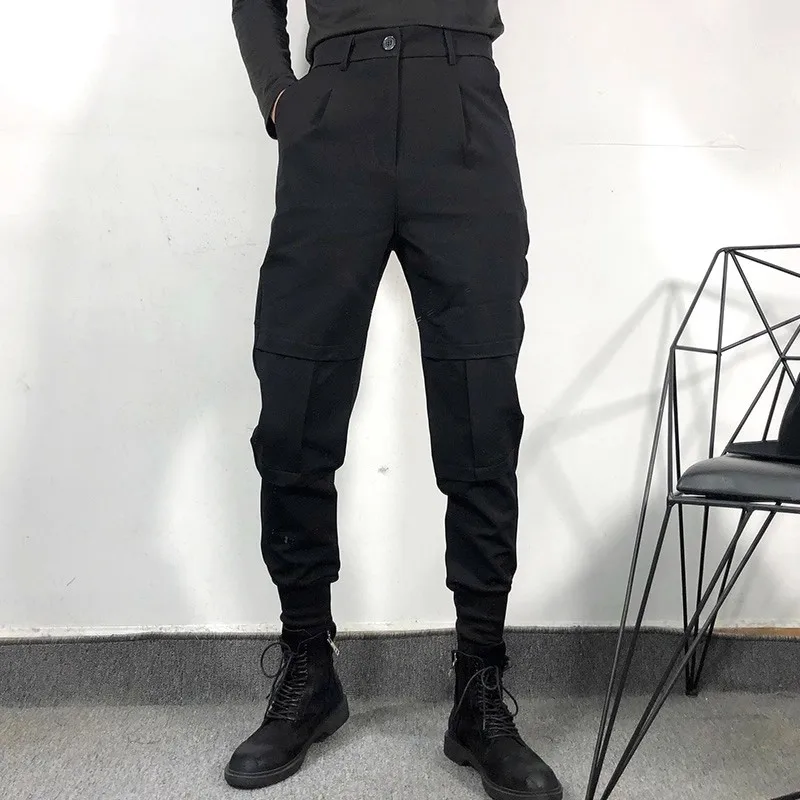 

Men's overalls for autumn and winter, original dark splicing, simple slim fit, Harajuku style, versatile, cuffed leggings, trend