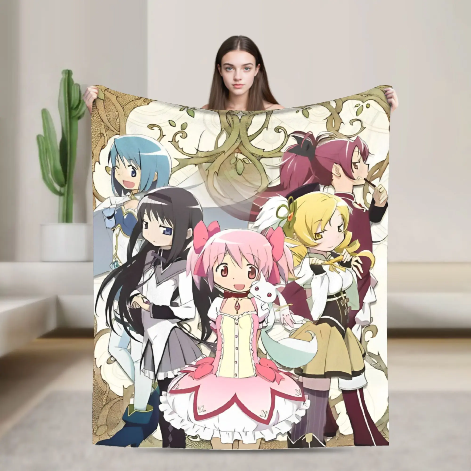 Kyubey Puella Magi Madoka Magica Cute  Fleece Blankets Anime Funny Throw Blankets for  Sofa Bedding Lounge Plush Thin Quilt,