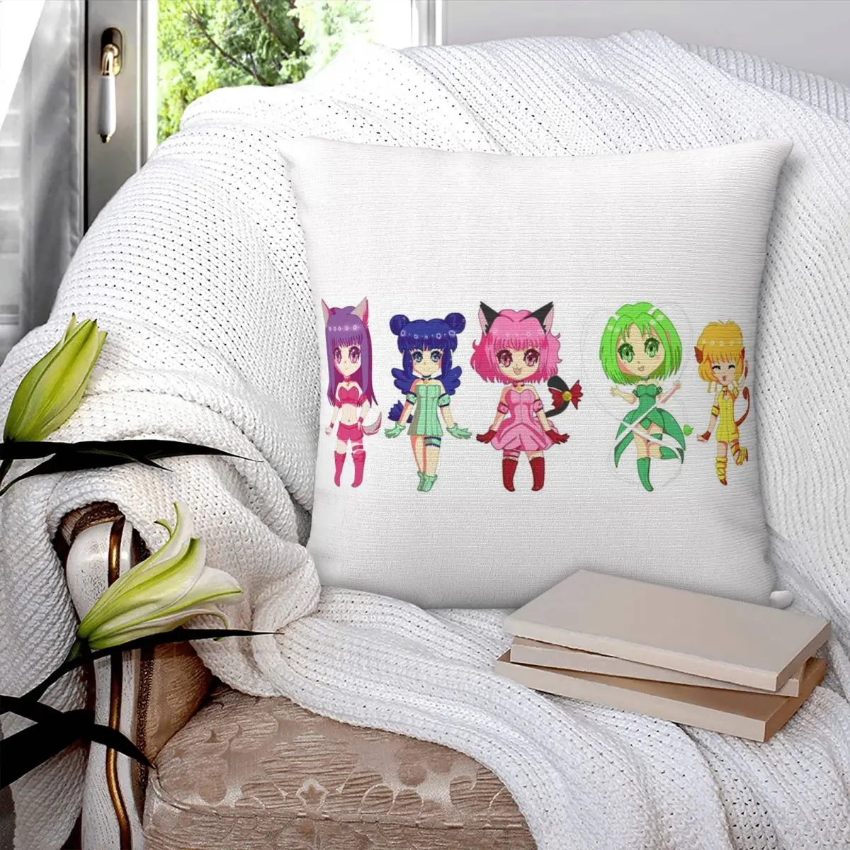 

Ichigo Tokyo Mew Mew Anime Square Pillowcase Cushion Cover Pillow Case Throw Pillow Cover for Home Bedroom Car