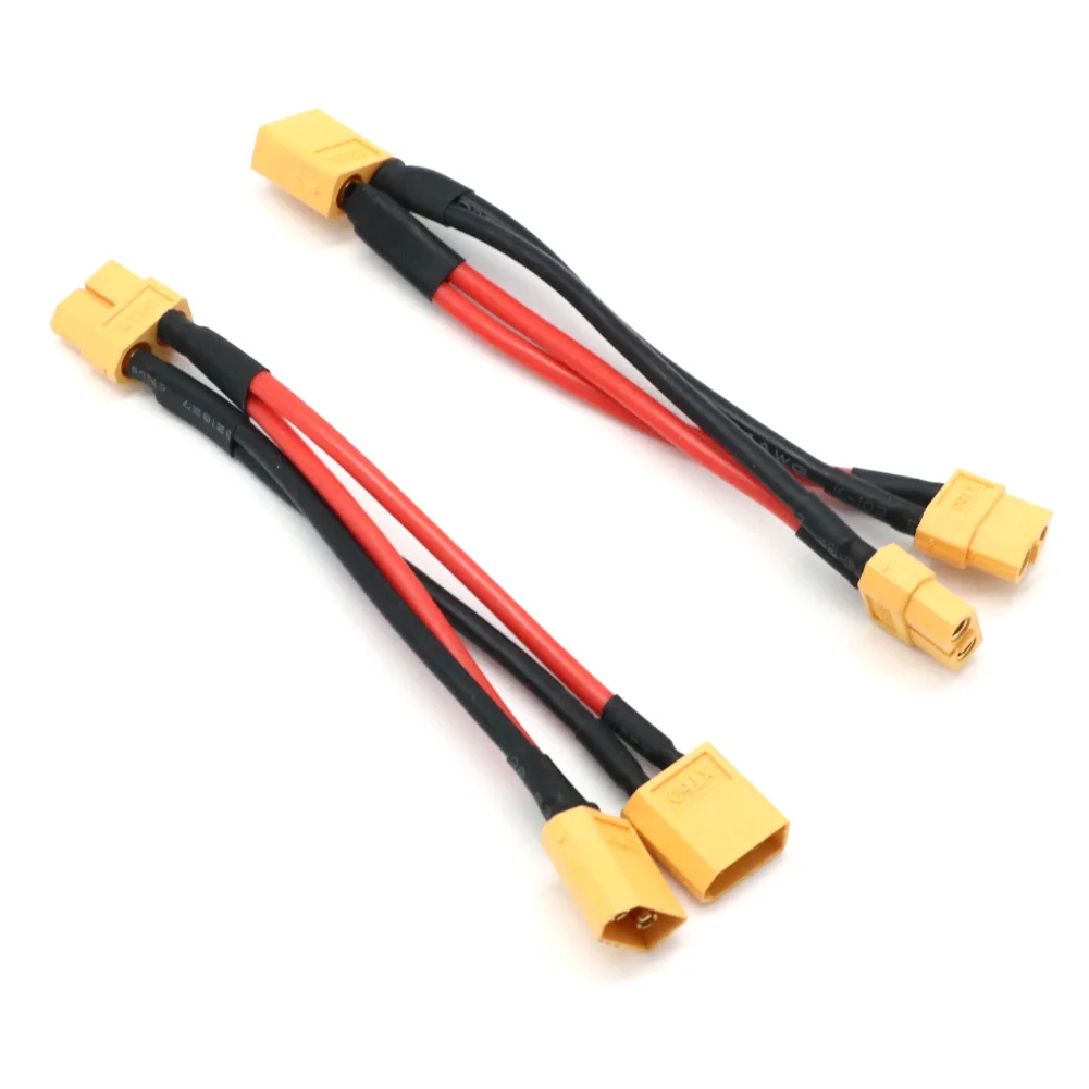 XT60 Parallel Battery Connector Male/Female Cable Dual Extension Y Splitter/ 3-Way 14AWG Silicone Wire for RC Battery Motor