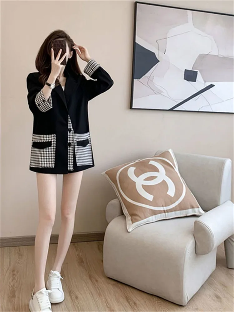 Blazer mantel wanita, mantel kualitas tinggi longgar gaya Korea jaket lengan panjang pakaian mewah dalam promosi pakaian luar