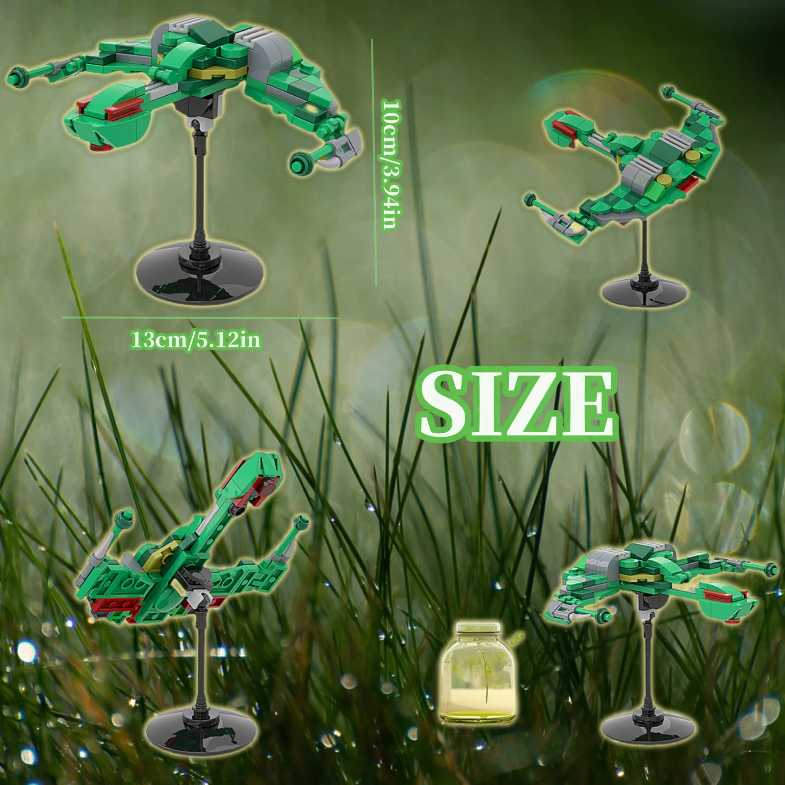 100PCS Green Raptor spaceship building block toy，enhance feelings, enhance hands-on ability, Halloween Christmas Birthday Gift.