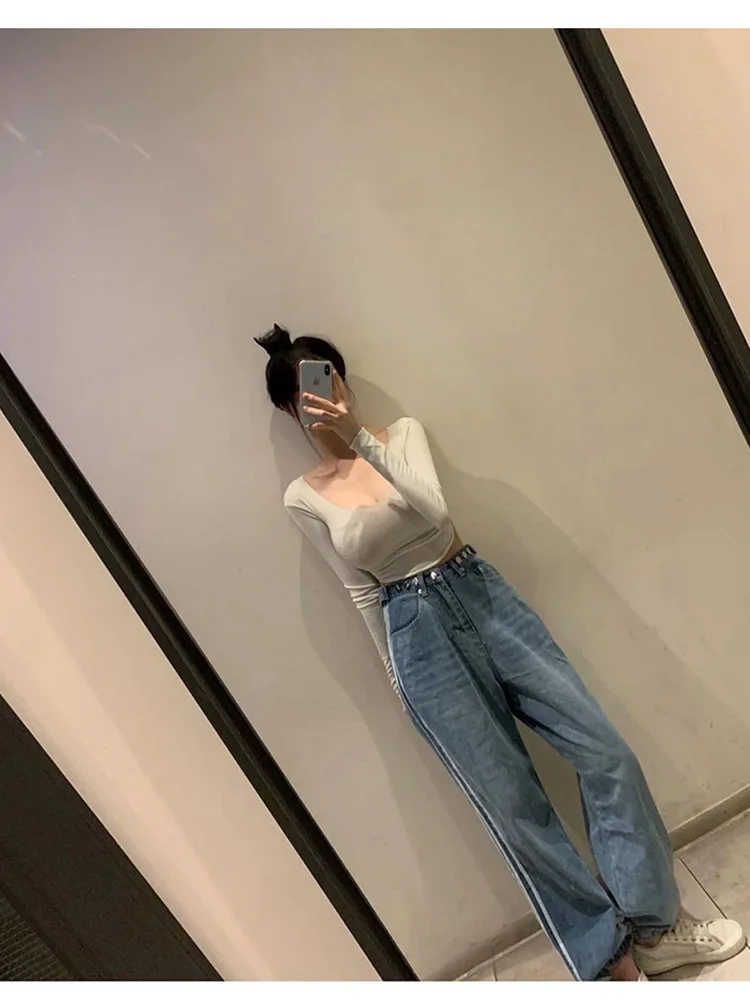 Koreanisches Sommer-T-Shirt für Damen, schmal geschnitten, mit Rundhalsausschnitt, einfarbig, lässig, schlicht, sexy, durchsichtig, kurzärmelig, Oberteil für Frauen – Detail 10