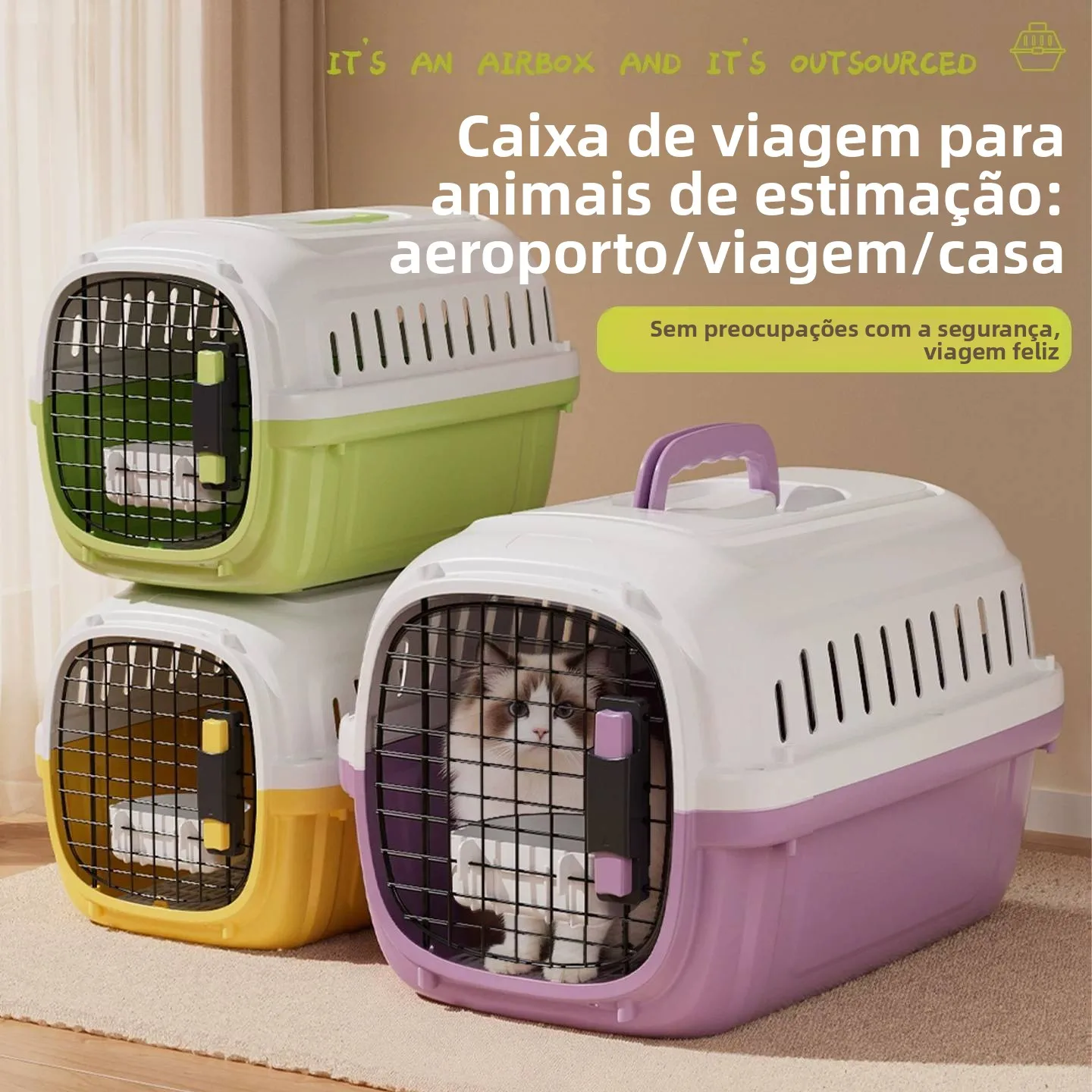 ペット用エアトラベルケージ-猫犬用キャリーバッグ-小型中型犬猫用ボックス-車載用犬ケージ-屋外旅行用輸送ボックス