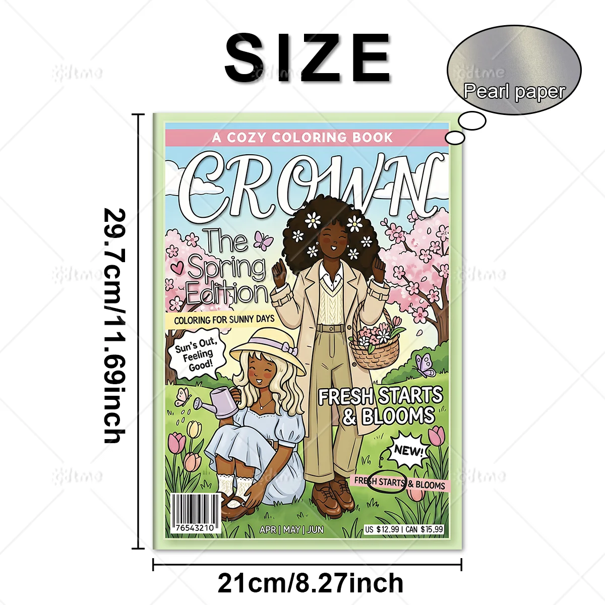 Spring Black Girl Magazine Style Coloring Book for Adult Featuring Cute Cozy Daily Activities for Relaxation Cozy Spaces Color