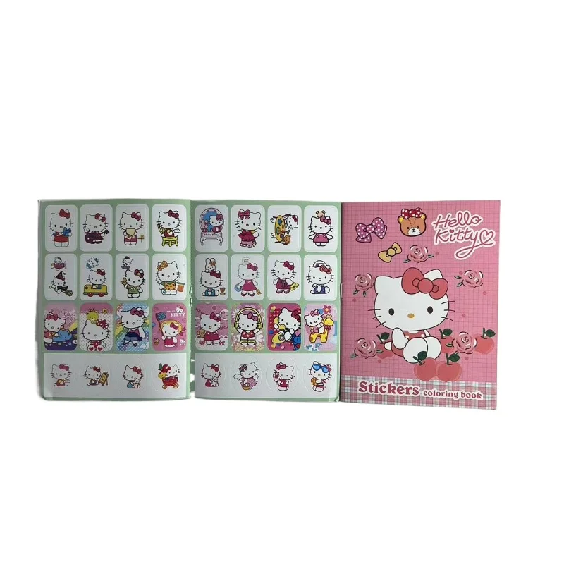 Hello Kitty Kawaii Mini Drawing Book Sanrio Cartoon Stickers Cute Coloring Book Coloring Notebook Children\'s Gift Wholesale