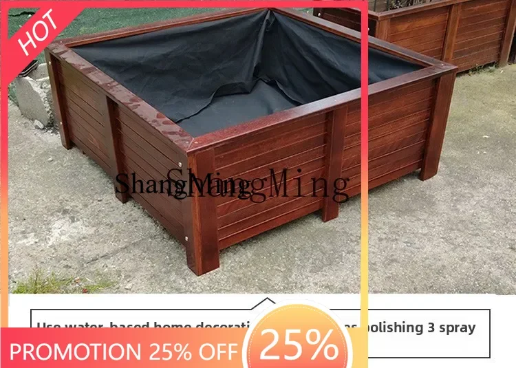 ZYYwooden flower box outdoor courtyard roof balcony special large planting  flower pot for growing vegetables