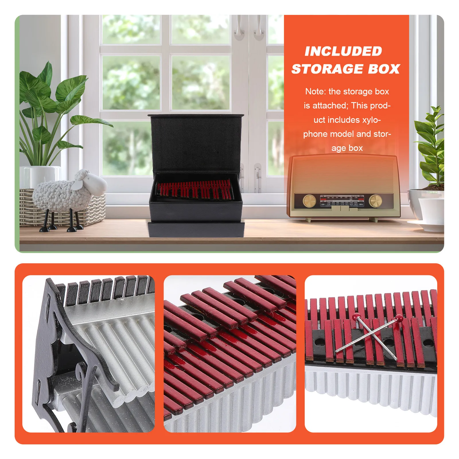 

1 Set Marimba Ornament Miniature Resin Western Musical Instrument Mini House Decoration Desktop Decor Perfect for Home Karaoke