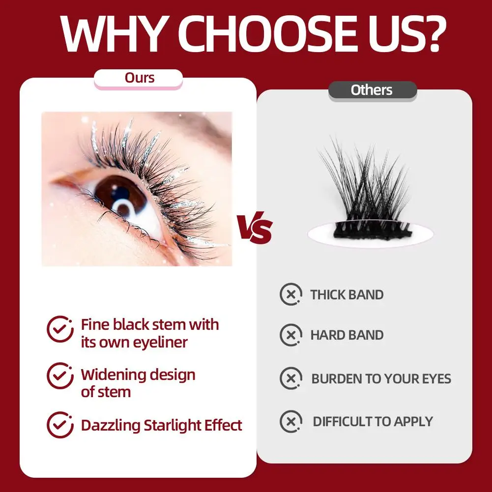 Christmas Glitter Eyelashes, Silver Rhinestone Individual Lashes for Party Makeup, 120pcs Fluffy False Eyelash Extensions