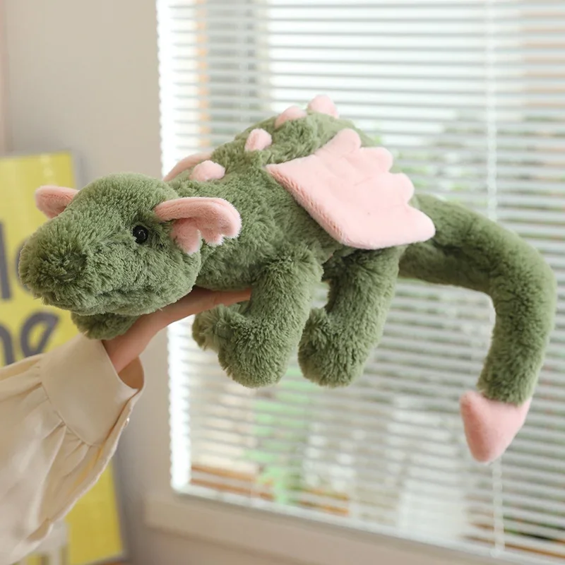 Peluche Drago Verde Matcha Carino, Morbido Pupazzo Drago Imbottito con Ali Rosa, Adorabile Peluche Abbracciabile per Regalo Ragazza e Decorazione Casa