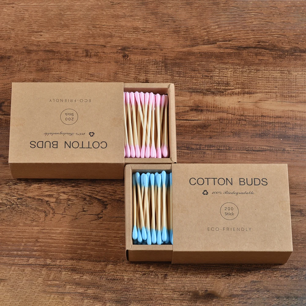 Bastoncillos de bambú de doble cabezal para adultos, varillas de madera para limpieza de nariz y orejas, 1000 unidades