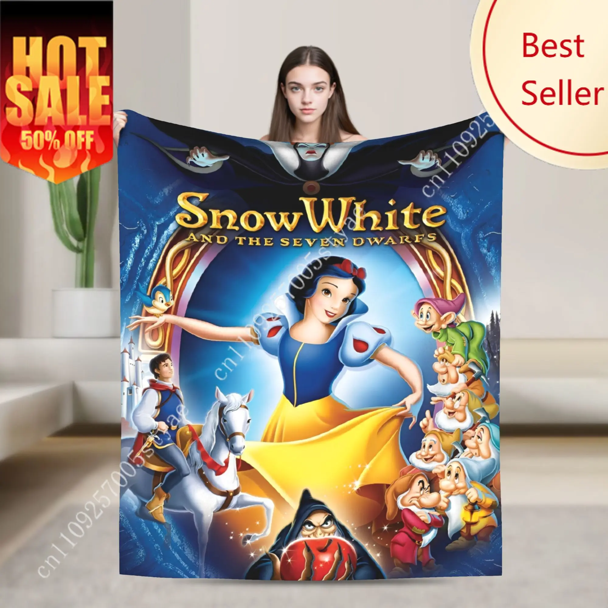 

Snow White Princess Blanket Disney Cartoon Plush Blankets Indoor Decoration Child Holiday Party Boy Girl Gifts Warm Custom Quilt