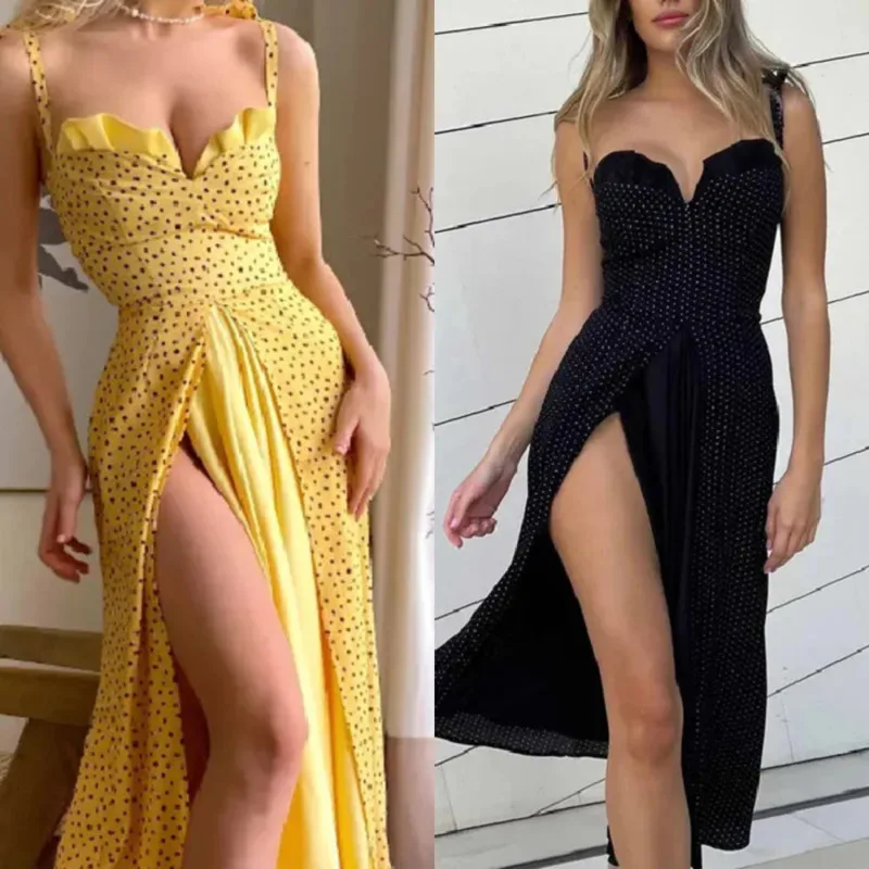 

Ins Color Blocked Fake 2Piece Dress Elegant Bodycon Bandeau Strapless Dress Women Summer Vacation Slit Dress Casual Resort Style