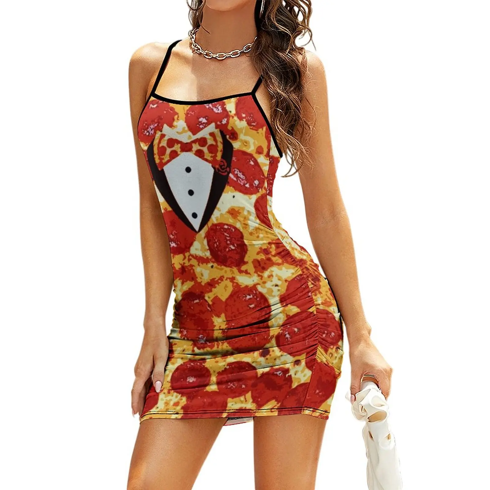 Pepperoni Pizza Tuxedo Sling Dress loose women's dress elegant women's dresses sale Dress