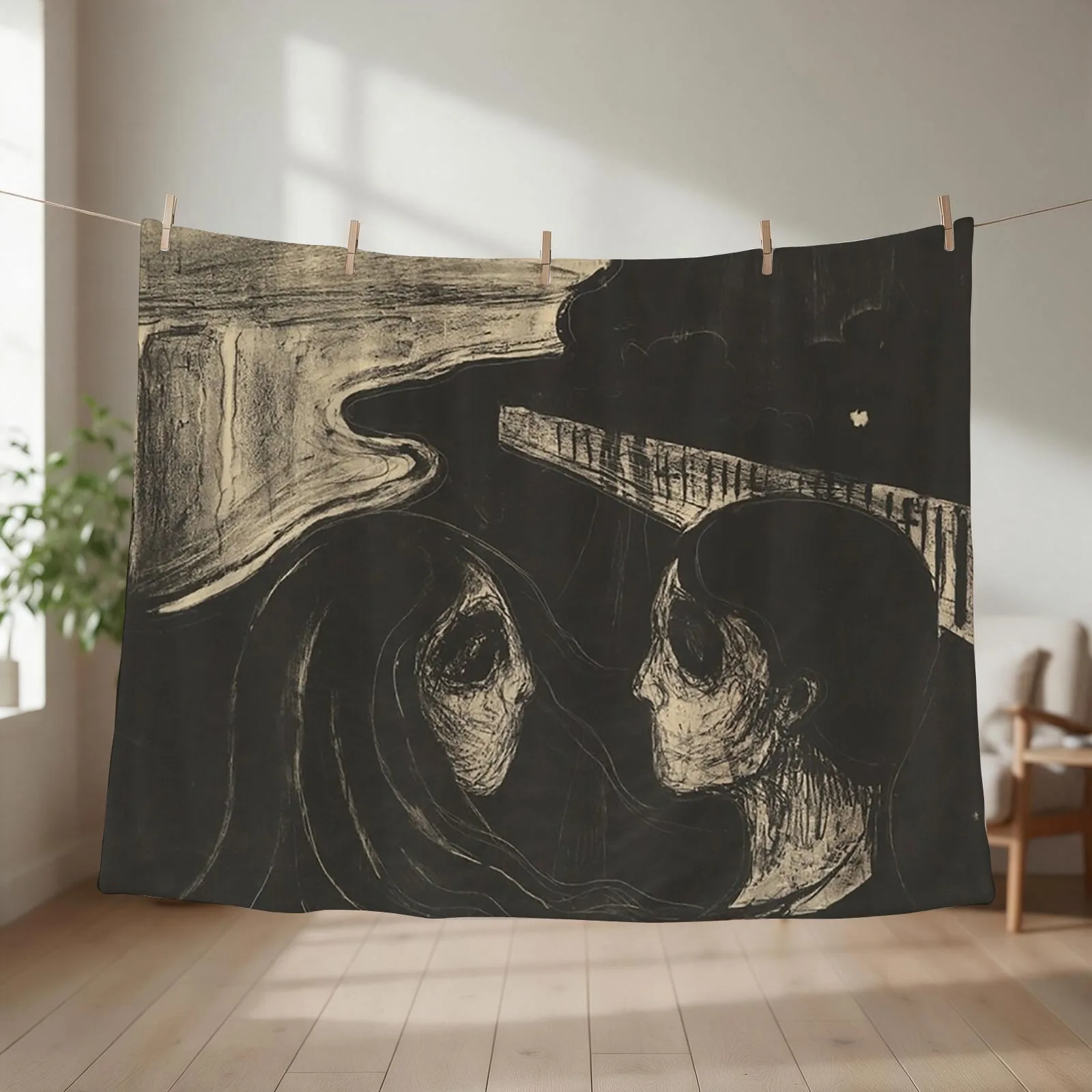 Attraction I by Edvard Munch Throw Blanket couch cozy soft plush fuzzy picnic outdoor blanket