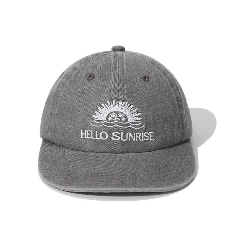 Gorra de béisbol para hombre y mujer, sombrero de Hip Hop con bordado de sol, letras lavadas Retro, nicho