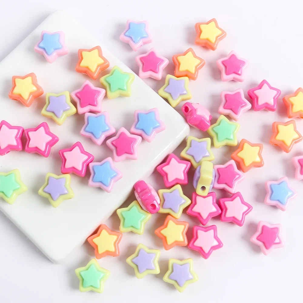 10pcs 17mm Acrylic Five-pointed Star Bead Color Loose Spacer Beads for Necklace Bracelet Jewelry Making DIY Accessories