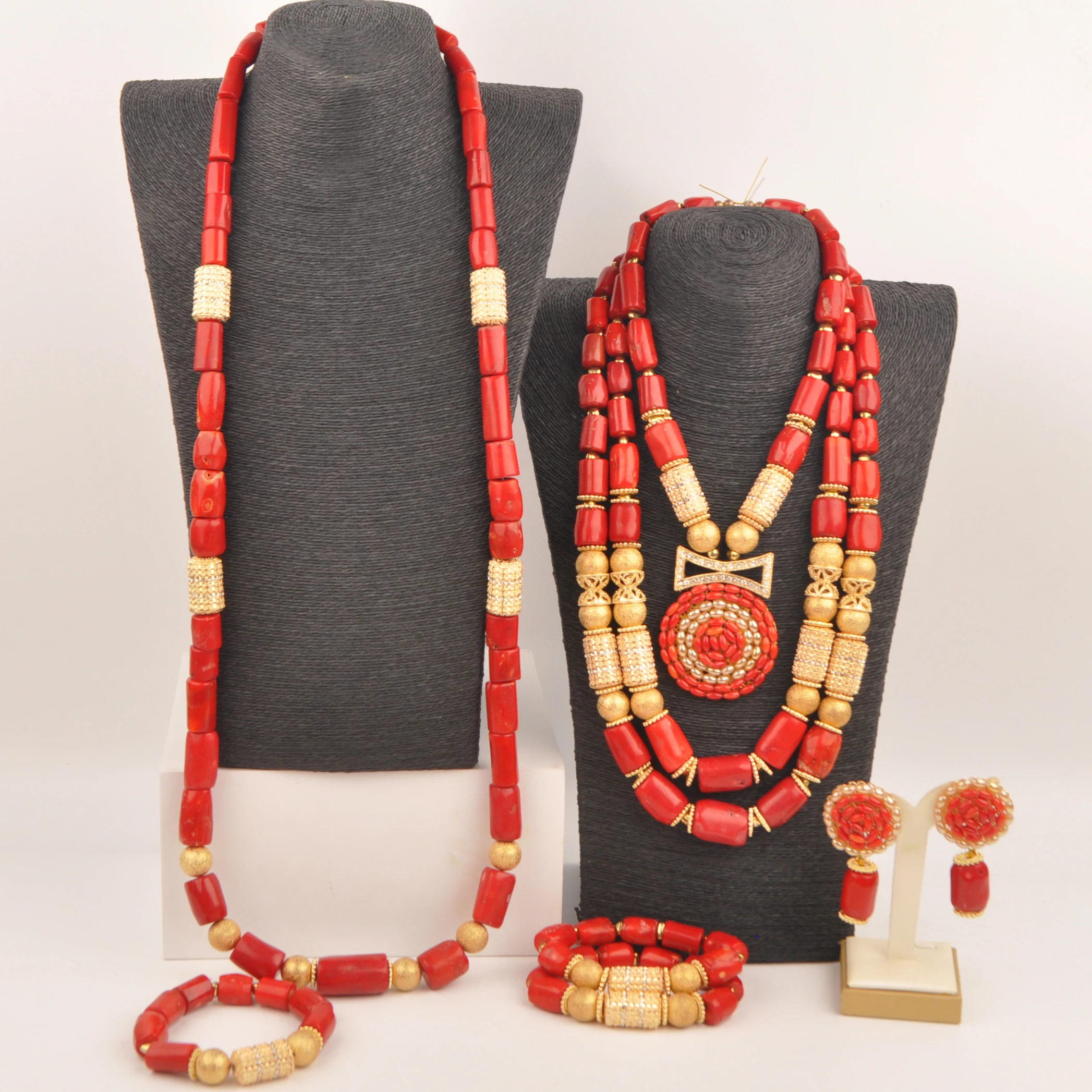 

Fashion African Wedding Nigerian Coral Beads Jewelry Set