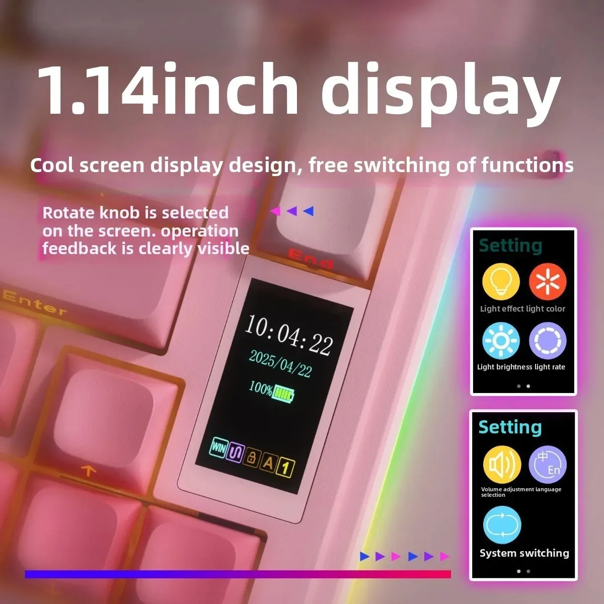 Игровая клавиатура AULA F75/S75Pro 2,4G, беспроводная/Bluetooth/проводная RGB, индивидуальная раскладка 75% OEM-профильная прокладка, структура клавиатуры