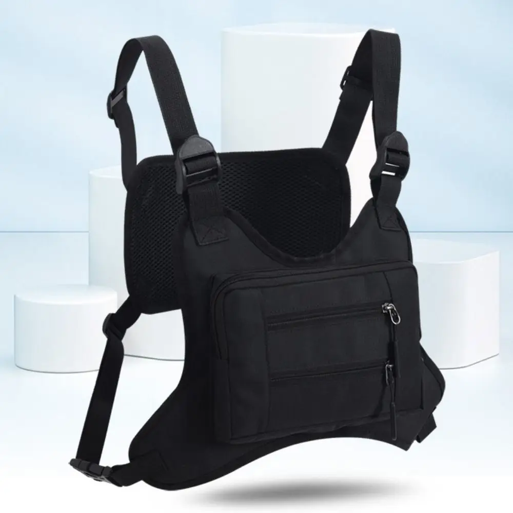 

Adjustable Sports Vest Bag Multi-functional Water Resistant MOLLE Chest Bag Lightweight Oxford Cloth Running Vest Bag Women