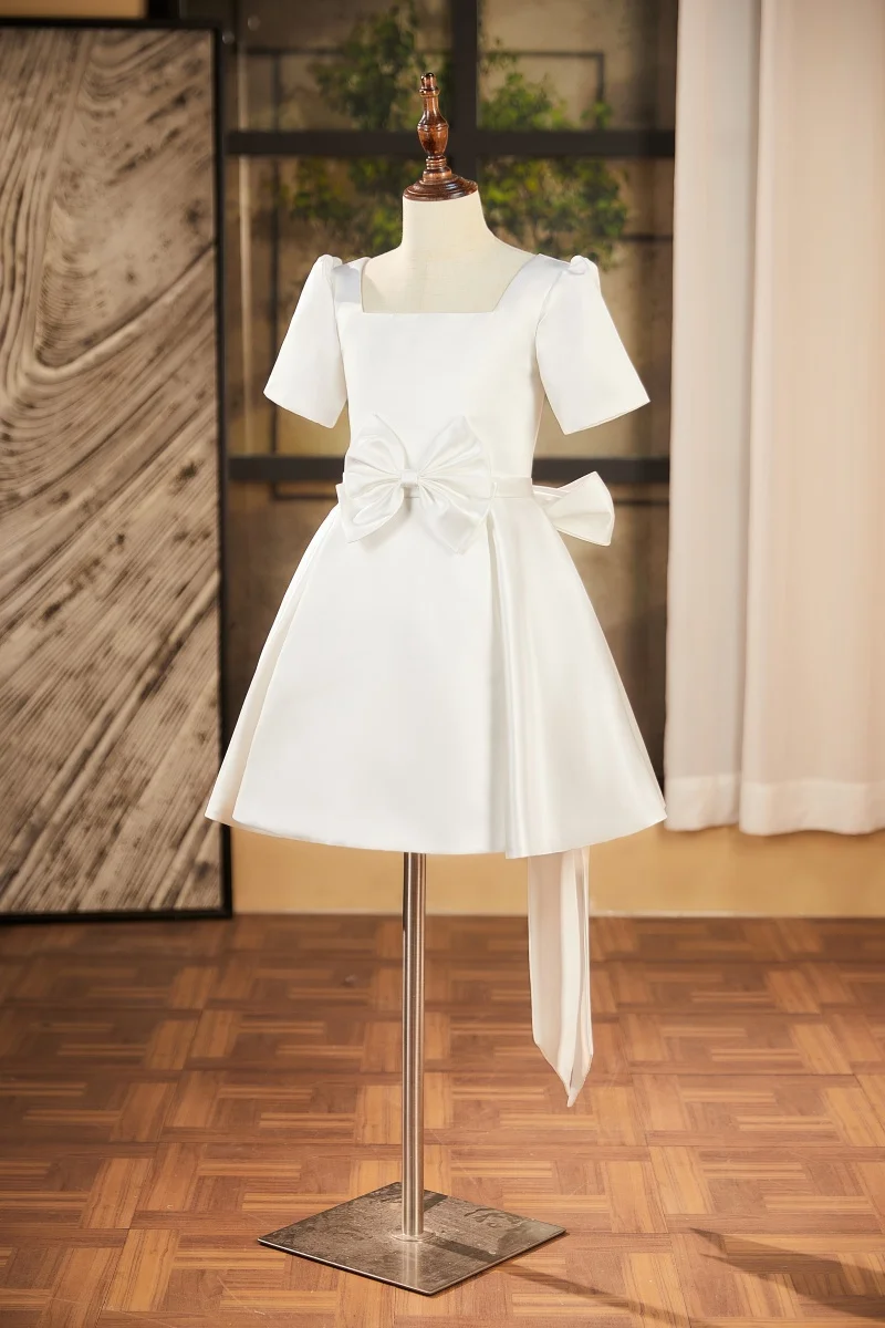 女の子上品なプリンセスドレスサテン子供のピアノ演奏フラワーガール誕生日パフォーマンス結婚式少女ドレスホスト