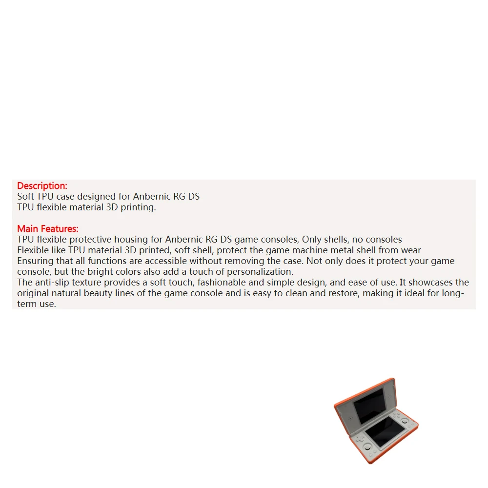 

TPU Protective Cover Case for Anbernic RG DS Game Console, Storage Box Protective Sleeve Anti-Scratch Housing Open Lid Design
