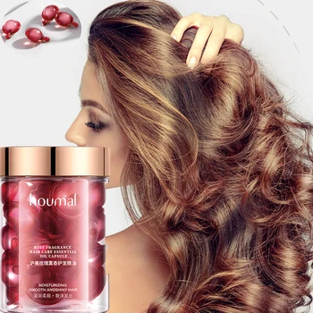 Gül Esansiyel Yağı Kapsülleri Esnek Kuru Saç Keratin Bitki Kompleksi Yağı Kuru Hasarlı Saç Onarım Kadın Saç Bakım Ürünleri
