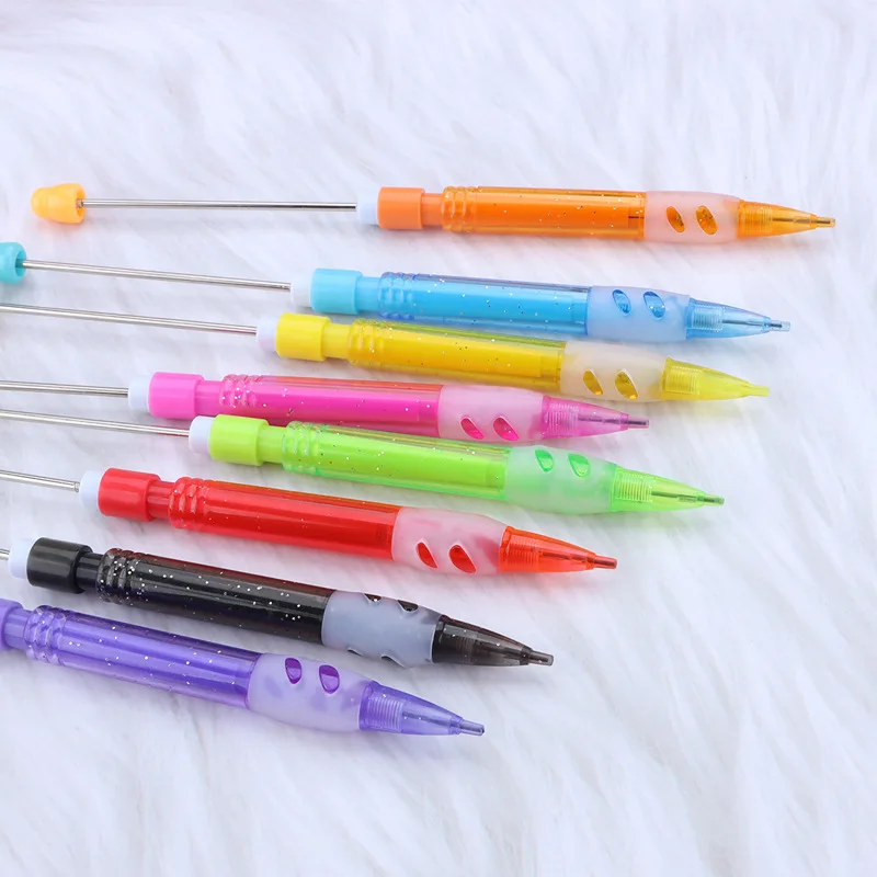 40pcs DIY Beaded Pencil for Students Non Sharpening Pencil 0.5 Non Refilling Beadable Automatic Cute Writing Pencil Wholesale