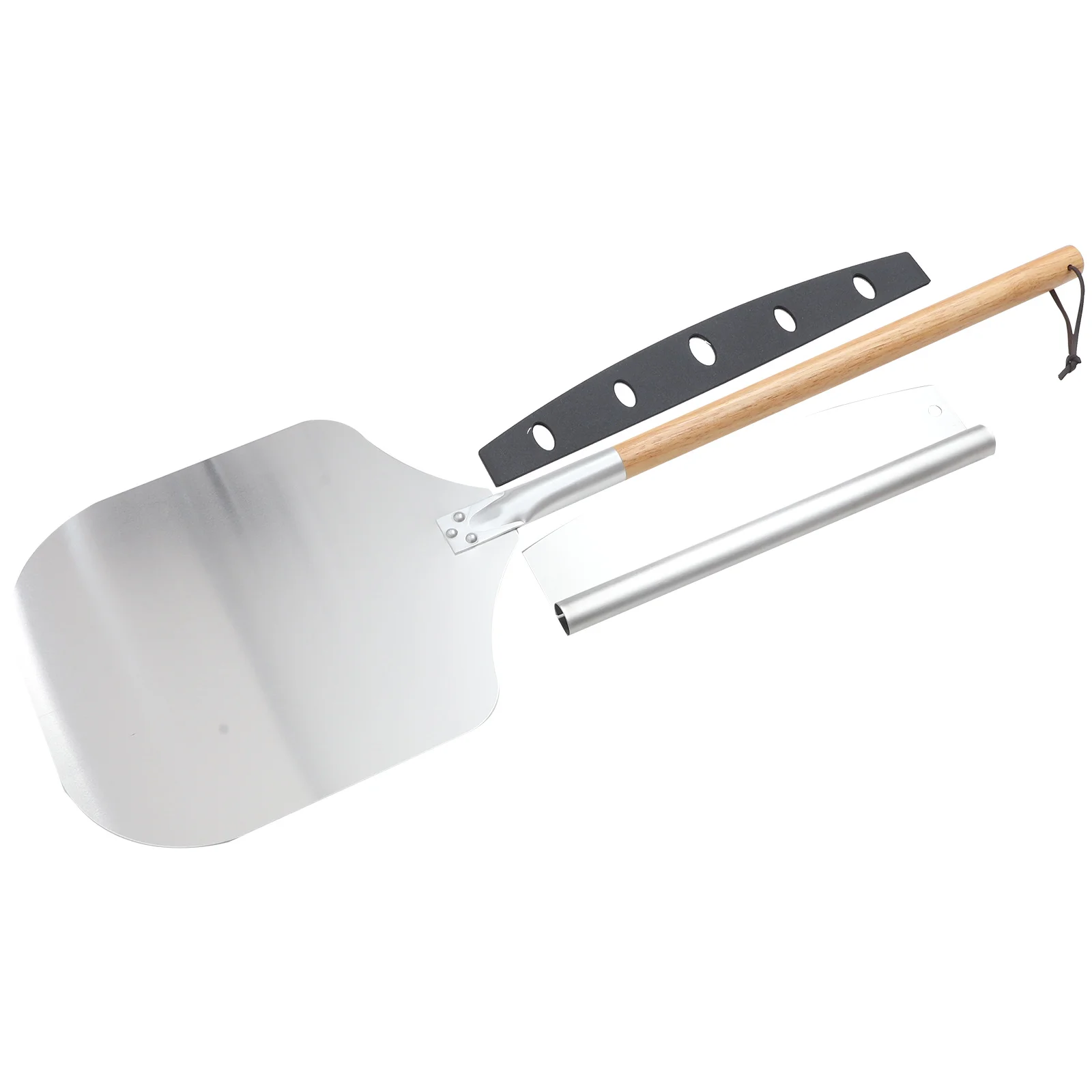

2 pcs 1 Set Aluminium Pizza Shovel Cutter Set Detachable Spiral Handle Cake Transfer Tools Baking Supplies Kitchen Ware Pancake