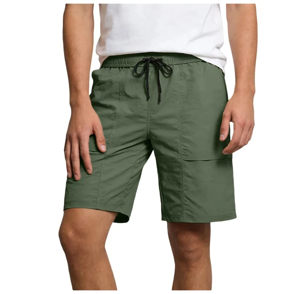 

Men's Casual Shorts Summer Breathable Beach Shorts Solid Color Drawstring Training Cargo Shorts Jogging Athletic Short Pants