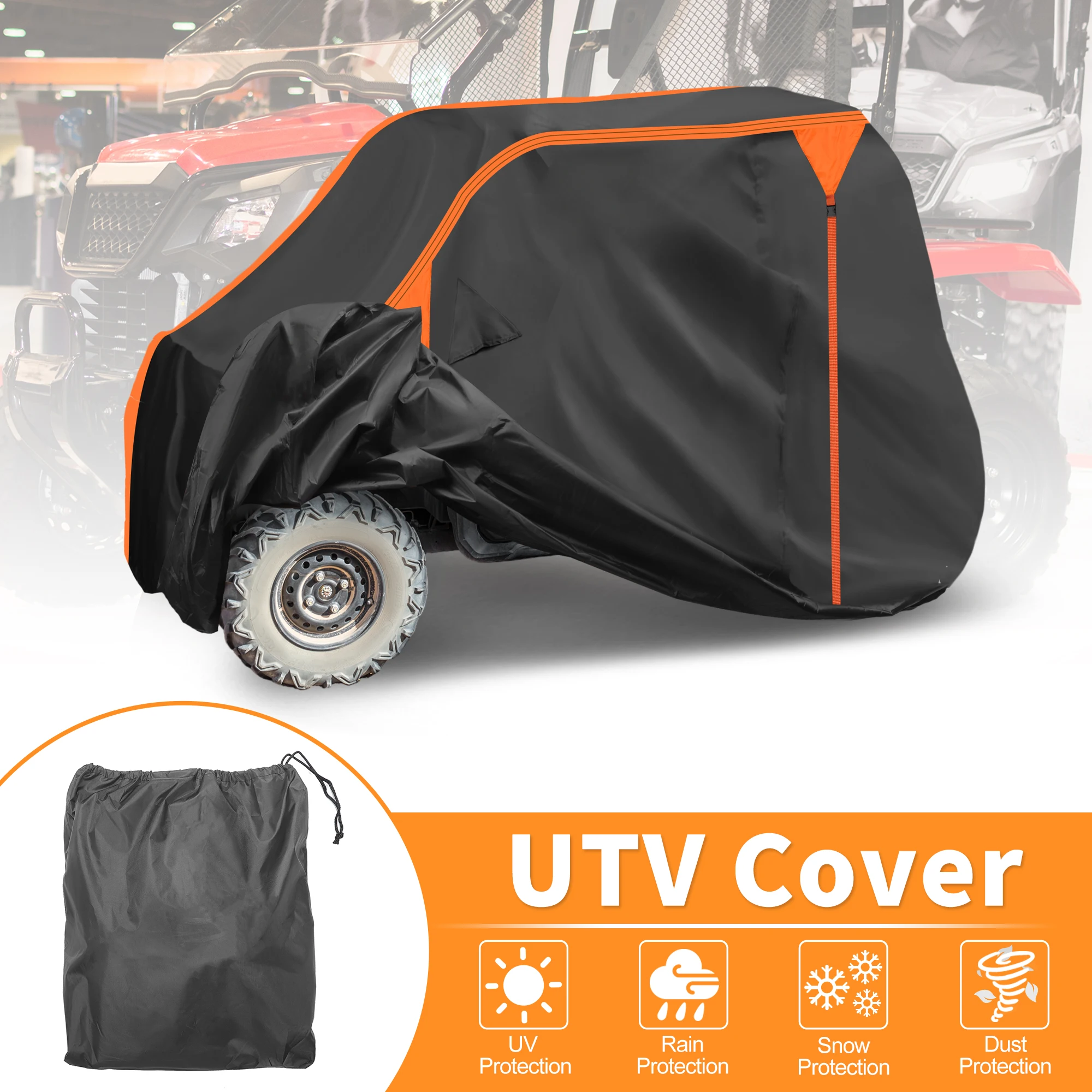 UXCELL UTV Cover for Honda Pioneer-700 Waterproof Side by Side Cover Outdoor Sun Rain Storage Protection 210D-PU 292x152x197cm