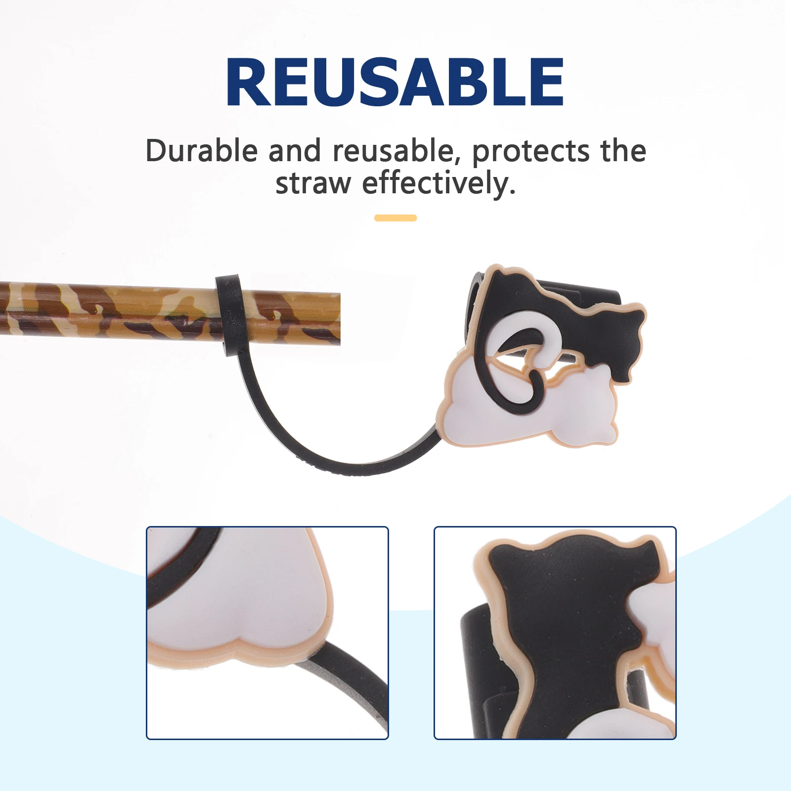 

10pcs Silicone Straw Tip Covers Reusable Animal Shape Drinking Straw Protectors Decorative Caps For Party Picnic Home