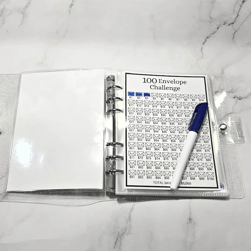 Money-Saving Challenge Kit, 100 Envelope Challenge Binder For Saving 5050 Cash Envelopes For Budget Planning Easy Install