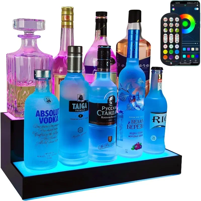 

GOH&FTY LED Lighted Liquor Bottle Display Shelf,APP LED Bar Shelves with Wireless Remote& Multicolor LED Light ,Bar Stand for