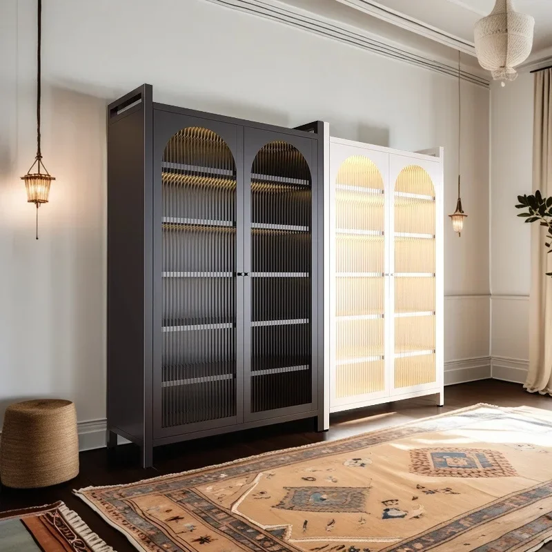 Steel Wrought Iron Storage Cabinet for Balcony Noise Free Reliable Performance Smooth Surface Adjustable Feet Anti-Tip Design