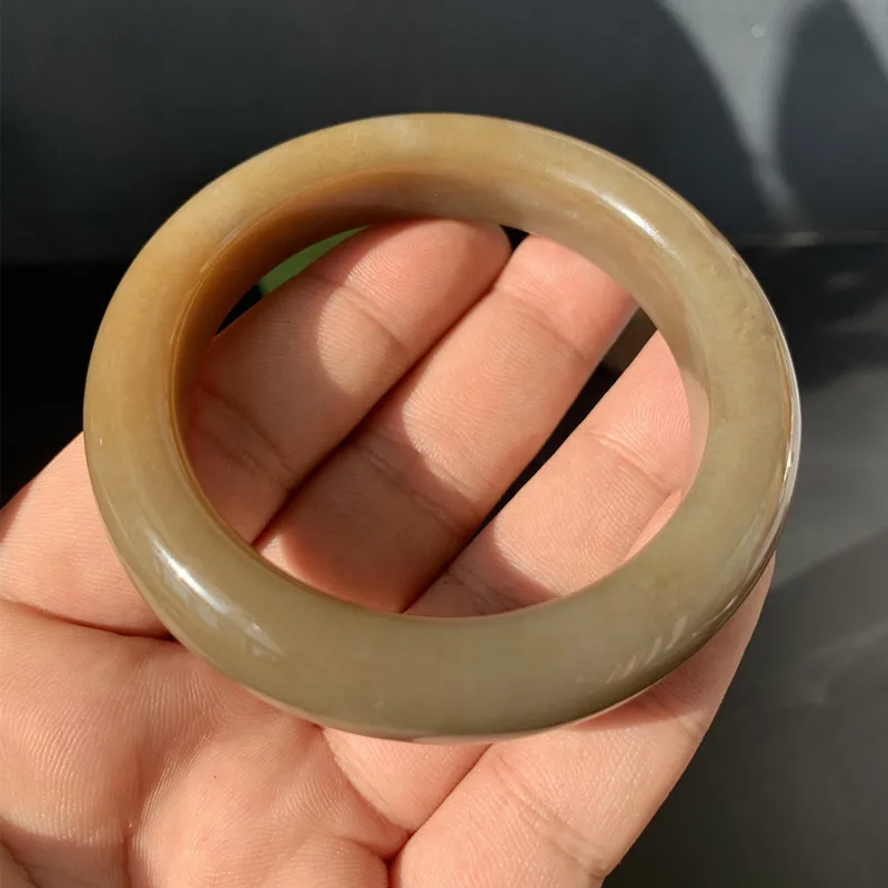 Natural Hotan Qemuo Material, Fine Texture, Full Yellow Sugar Jade Bracelet 54-60Mm