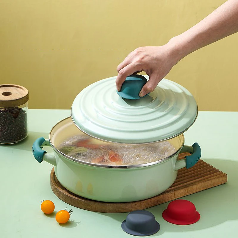 1/2Pcs Heat Resistant Pot Pan Lids Hat Cookware Universal Kitchen Silicone Knob Lifting Handle Cover Home Water Bottle Lids view 3