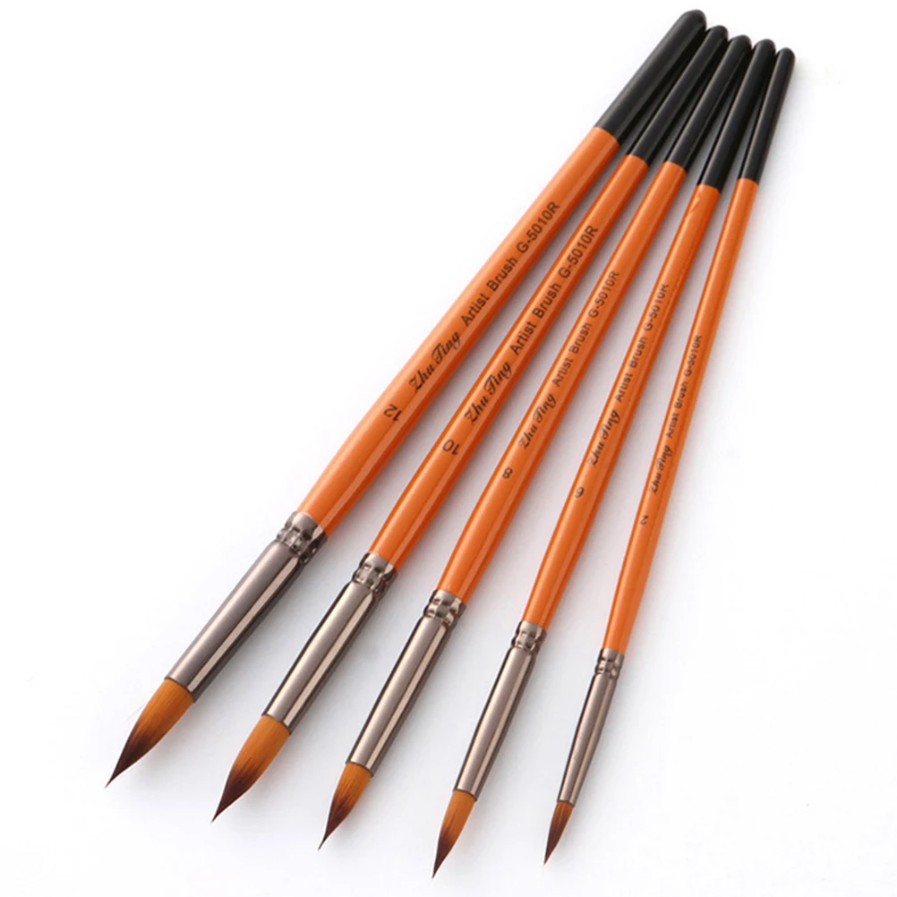 

5 Pcs Red Pole Brush Set Student Oil Painting Supplies Bamboo Paintbrush Nylon Wool