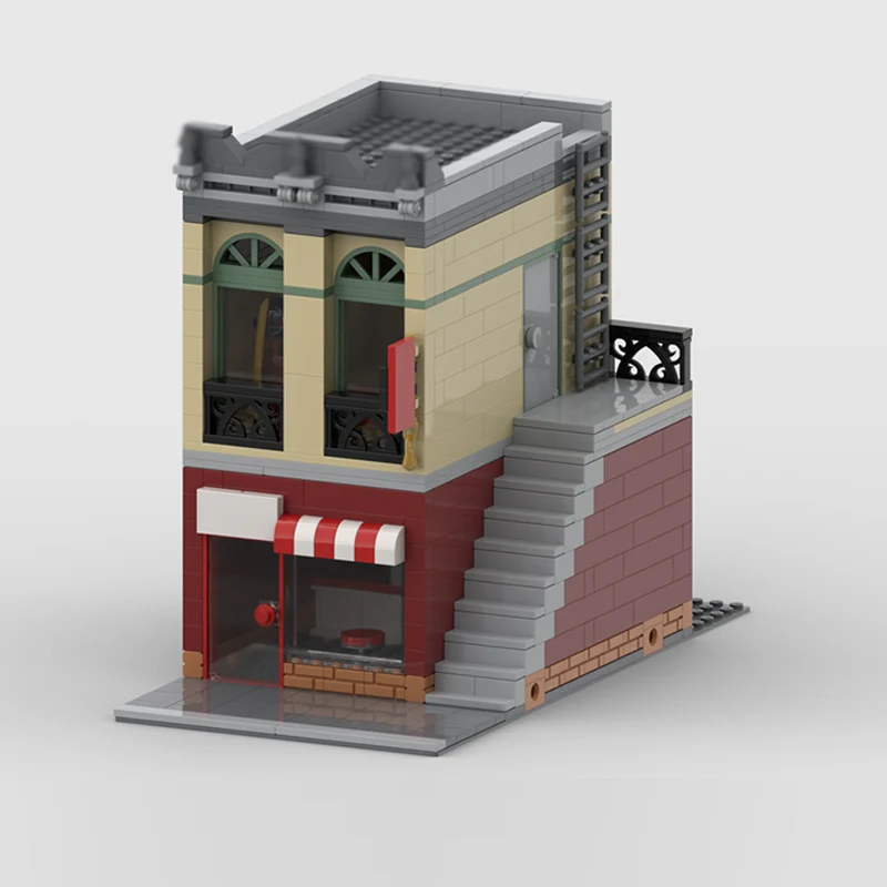 Modelo City Street View, ladrillos de construcción MOC, Pizzeria, restaurante, tecnología Modular, regalos de vacaciones para niños, juguetes para montar, traje
