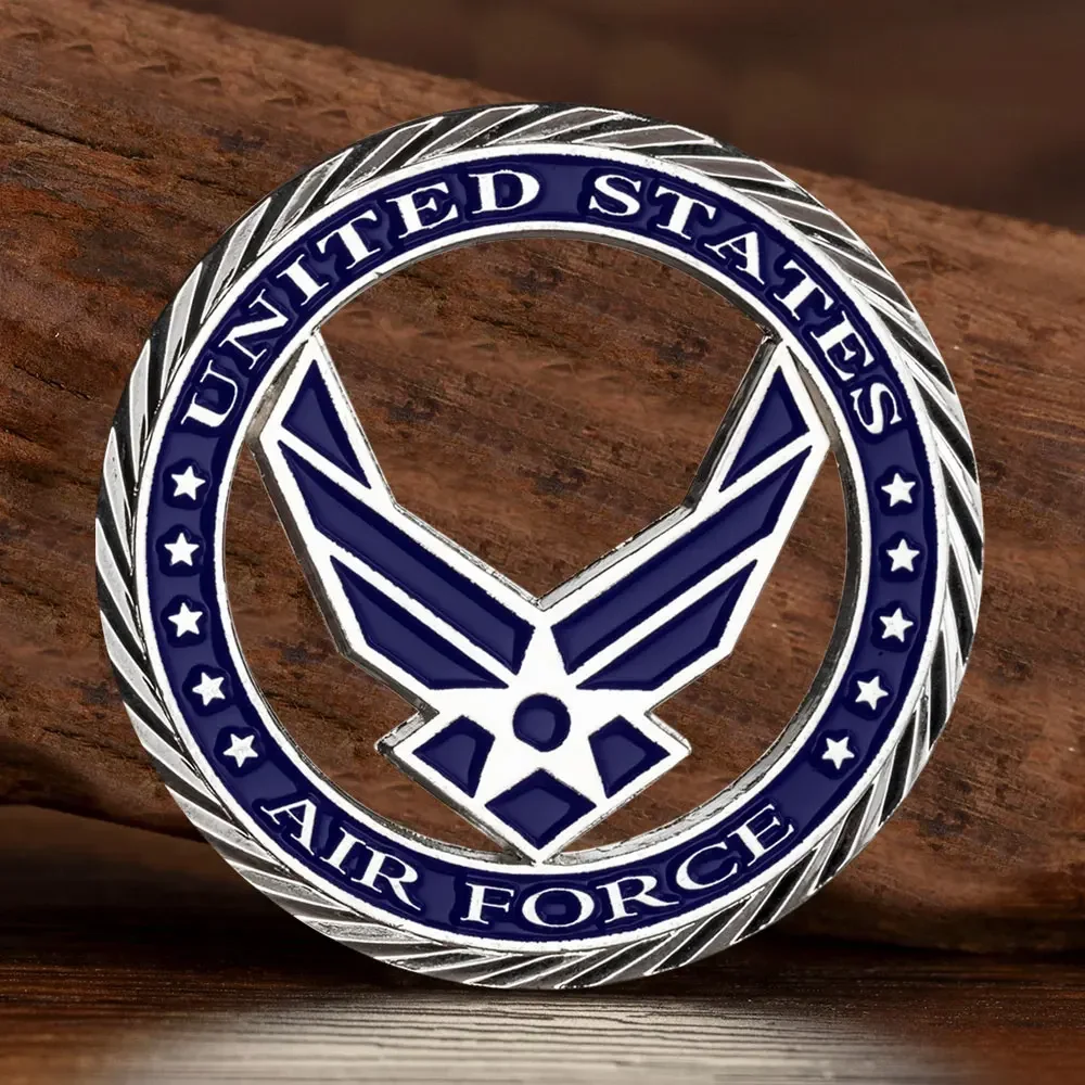 United States Air Force Core Values Silver Plated Commemorative Coin Art Craft Navy Hollow Out Commemorative Gift