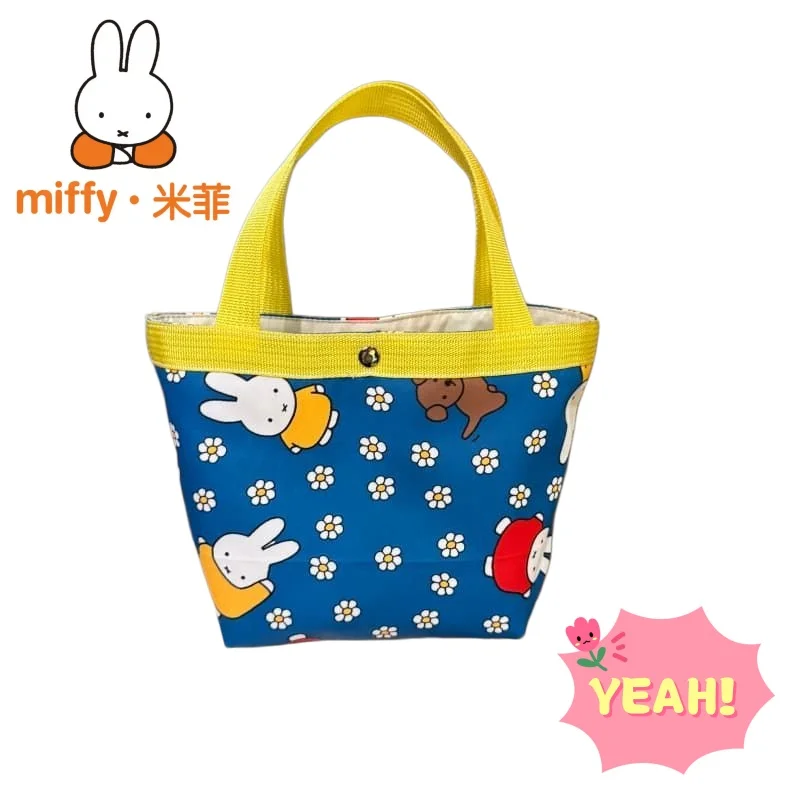 

Miffy's Versatile Blue Daisy Graffiti Handbag Cartoon Cute Print Hand Carrying Portable Kawaii Canvas Lunch Bag Girls Gift