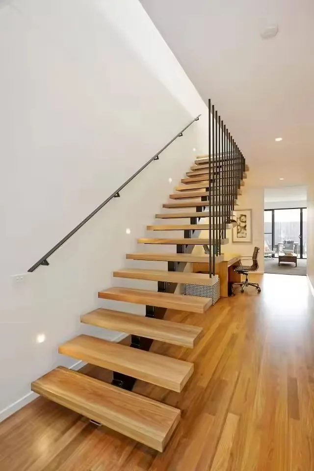 Customization Durable Slab Granite Indoor Folding Wood Stairs Basement Straight Staircase for Loft Cheap Design for Apartments