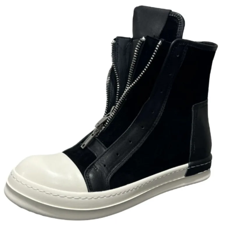 New Men's and Women's Double Zipper High-top Casual Shoes, High-quality Couple Breathable Increase Casual Shoes Women's Shoes