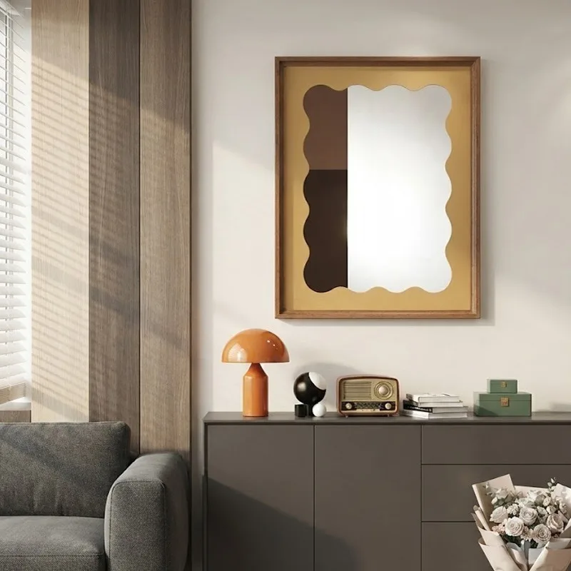 Solid Wood Decorative Mirrors Rectangular Art Creative Wall Mounted Mirrors Portable Luxury Mirror Modern Home Decor Products