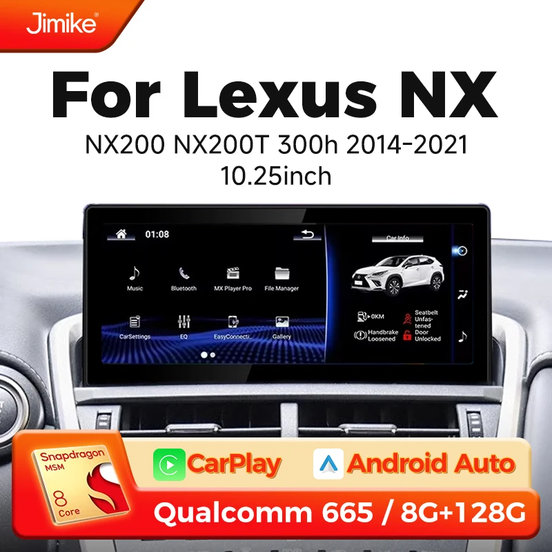 Android 14 CarPlay Auto Radio For Lexus NX NX200 NX200T NX300h 2014-2021 Bluetooth Car Screen Stereo Multimedia Navigation GPS
