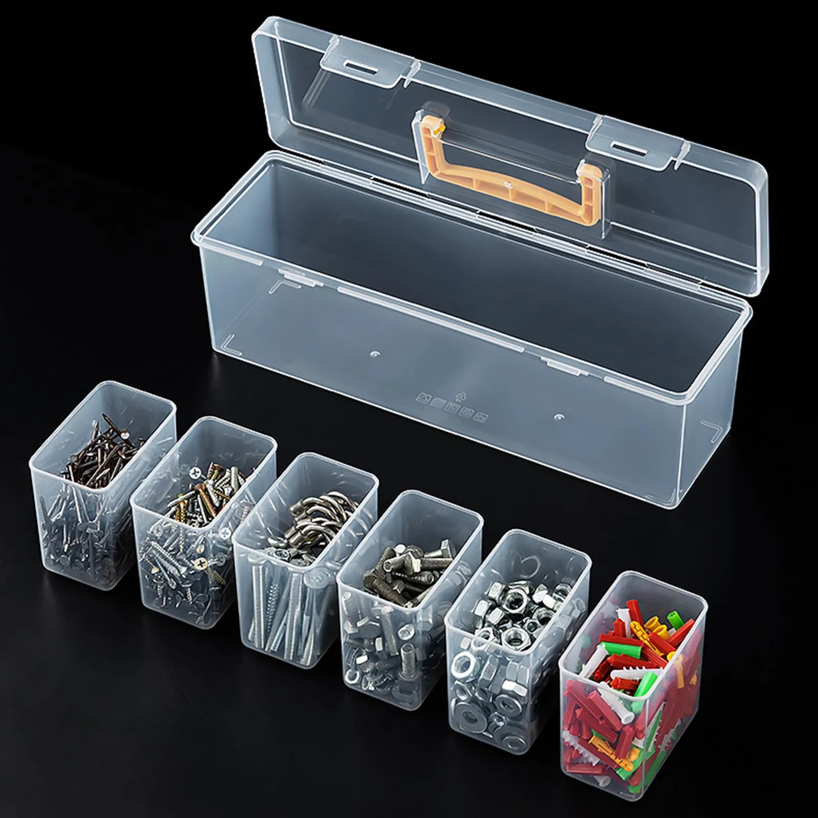

6 Grids Hardware Tool Box Convenient to Carry with Handle Plastic Organizer Suitable for Workshop Craft Corner Tool Shed
